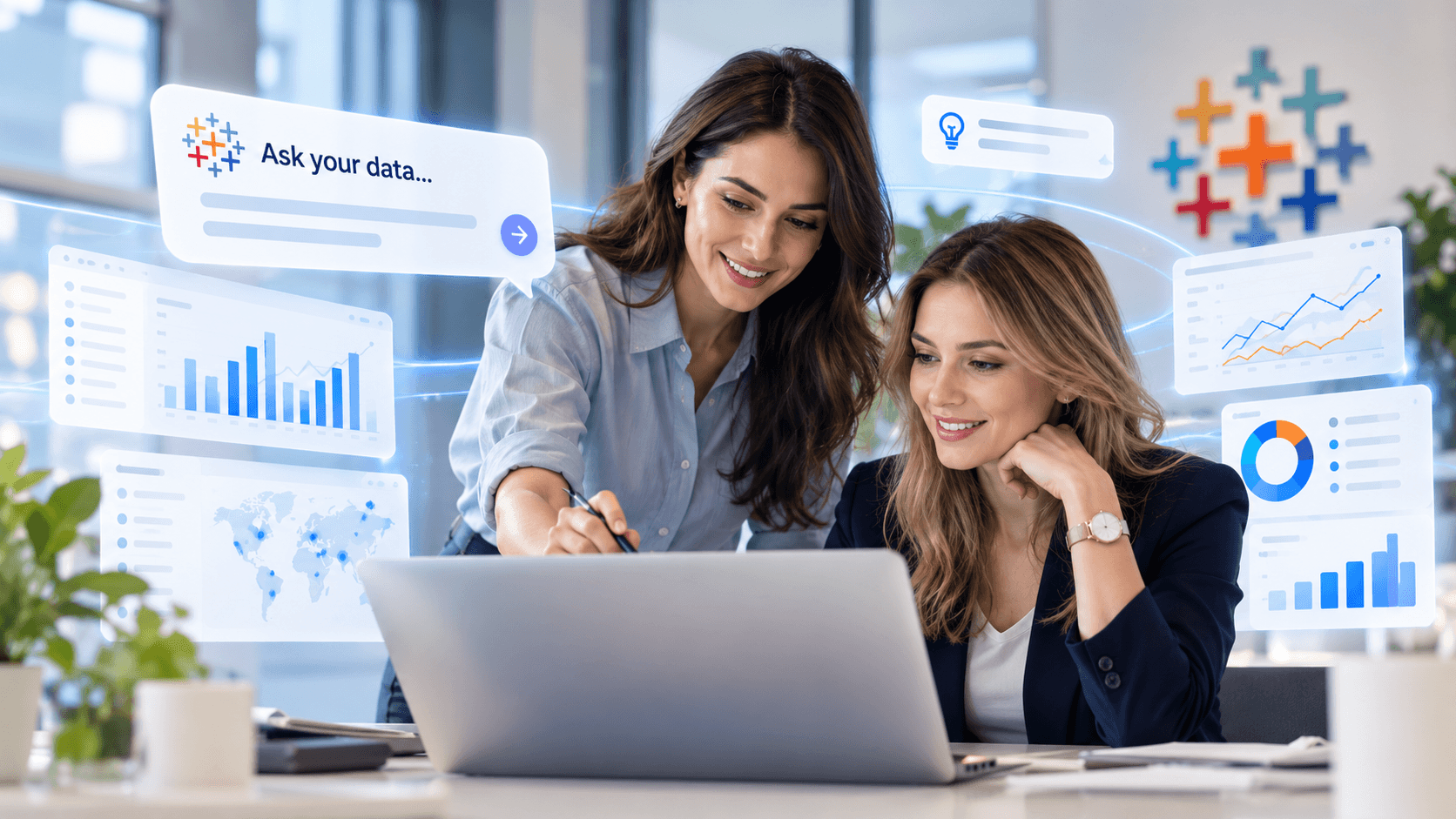 Аналітики працюють із Tableau та AI для аналізу бізнес-даних і візуалізації показників